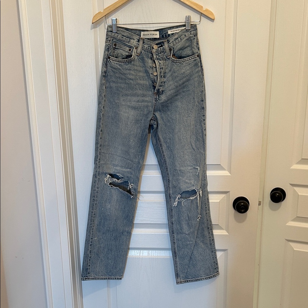 Denim Forum “the Joni high rise loose 29L size 24 distressed jeans from Aritzia